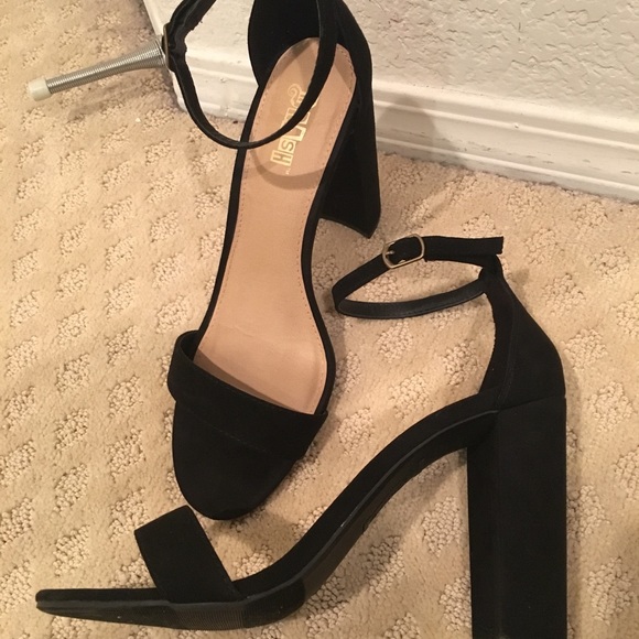 black simple strap heels